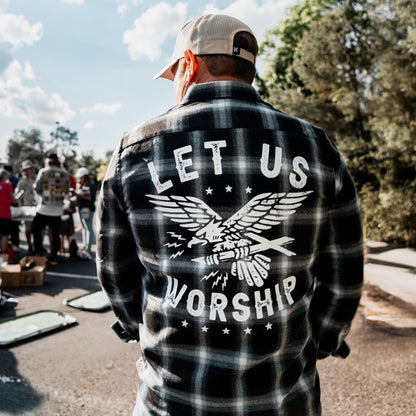 Let Us Worship Flannel - Grey/Black