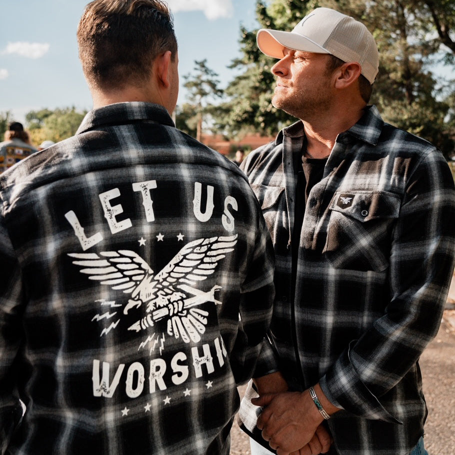 Let Us Worship Flannel - Grey/Black